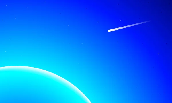 浅蓝色行星和彗星 矢量艺术图解 — 图库矢量图片