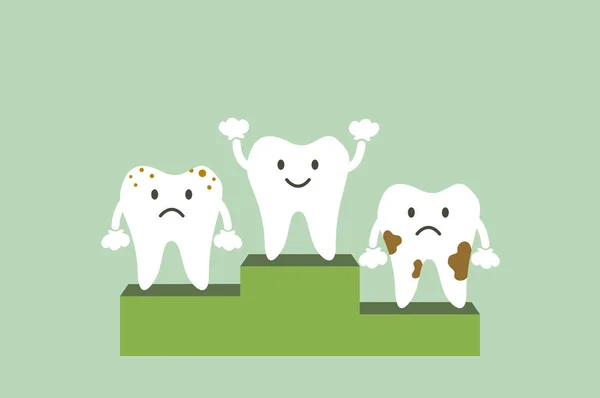 Healthy tooth is winner on podium — Stock Vector