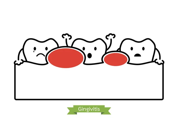 Gengivite - desenho animado estilo contorno vetor — Vetor de Stock