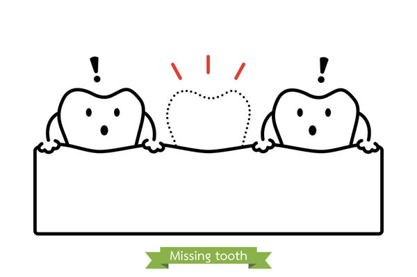 missing tooth - cartoon vector outline style