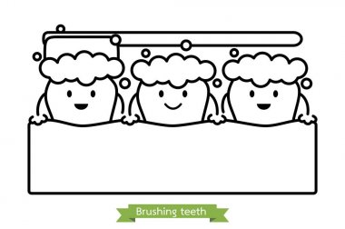 diş fırçalama diş - karikatür vektör anahat tarzı