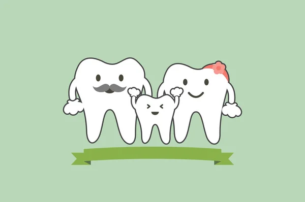 Sonrisa de la familia dientes sanos y feliz, concepto de cuidado dental — Archivo Imágenes Vectoriales
