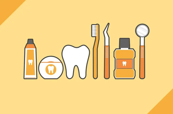 Sağlıklı dişler ve arkadaş, diş bakımı kavram ailesi — Stok Vektör