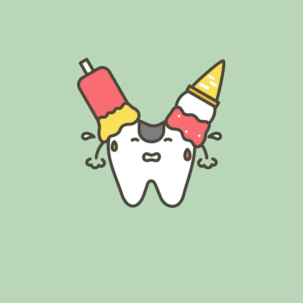 アイスの歯、虫歯や虫歯を歯のコンセプト — ストックベクタ
