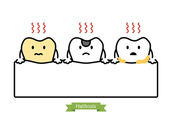 Conjunto de dientes es halitosis o mal aliento — Archivo Imágenes Vectoriales