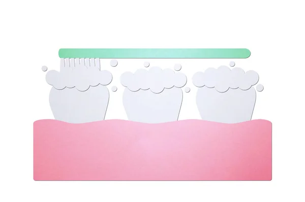 Brushing teeth, toothbrush on tooth and gum — Stock Photo, Image