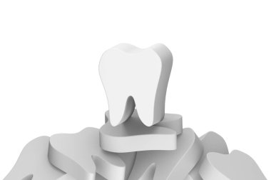 Diş izi yığını - Dişçi karikatürü 3D dizayn için düz stil sevimli karakter