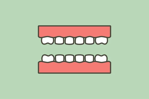 Модельный Зуб Здоровых Зубов Стоматологический Вектор Плоский Стиль Милый Персонаж — стоковый вектор