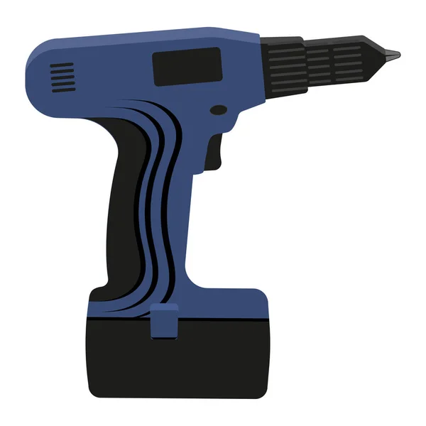 Tornavida matkabı, düz stil. Beyaz arka planda izole edilmiş. El yapımı elektrikli alet. Vektör illüstrasyonu