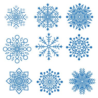 Kar taneleri. Noel tatili tasarımları. Beyaz bir arka planda izole edilmiş.