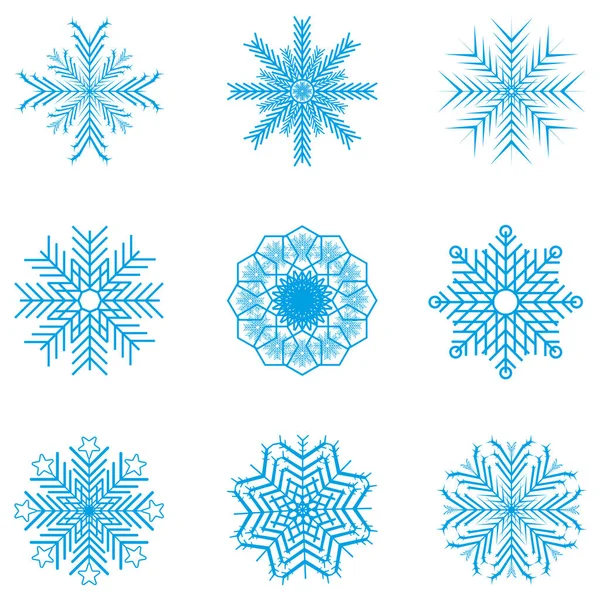 Set Snowflakes Christmas Holiday Design Isolated White Background Vector Illustration — Stock Vector