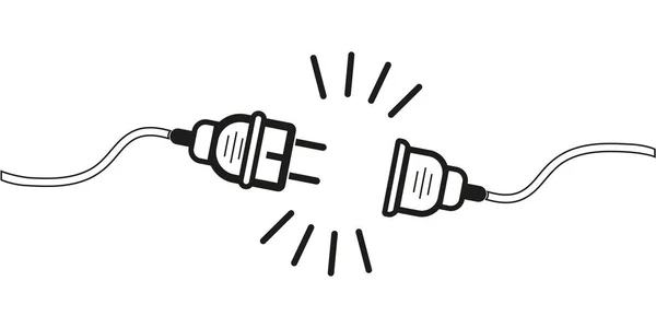 Fişi çekilmiş prizler. Minimalist tasarım beyaz arka planda 404 hata. Elektrik temalı web pankartı konsepti, elektrik kesintisi, bağlantı kaybı. Vektör illüstrasyonu