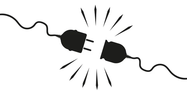 Fişi çekilmiş prizler. Minimalist tasarım beyaz arka planda 404 hata. Elektrik temalı web pankartı konsepti, elektrik kesintisi, bağlantı kaybı. Vektör illüstrasyonu