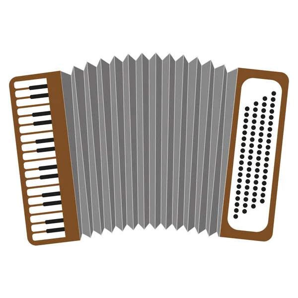 Accordeon Icoon Muziek Instrument Vlakke Stijl Geluidsteken Kleurrijk Effen Patroon — Stockvector