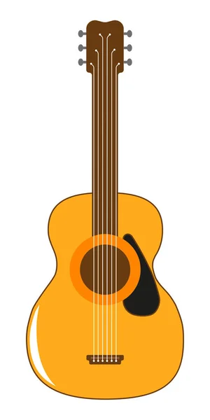 Klasszikus Akusztikus Gitár Húros Hangszeren Klasszikus Gitár Elszigetelt Sziluettje Fehér — Stock Vector