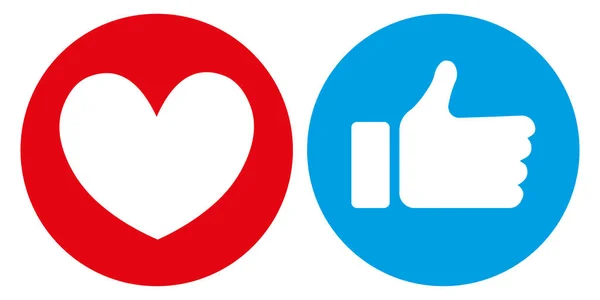 Herz Und Daumen Hoch Symbol Auf Weißem Hintergrund Social Media — Stockvektor