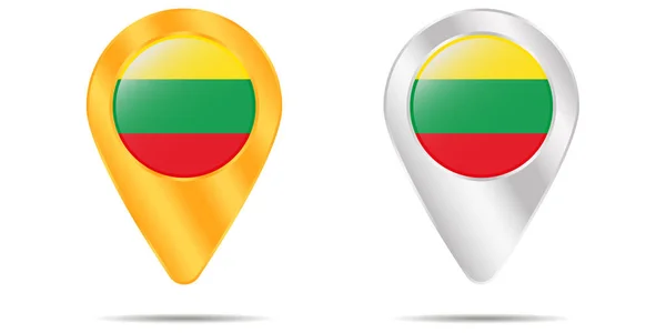 Mapa Pines Con Bandera Lituania Sobre Fondo Blanco Ilustración Vectorial — Archivo Imágenes Vectoriales
