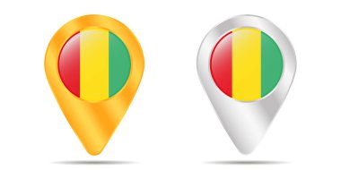 Gine bayrağıyla toplu iğne haritası. Beyaz bir arka planda. Vektör illüstrasyonu