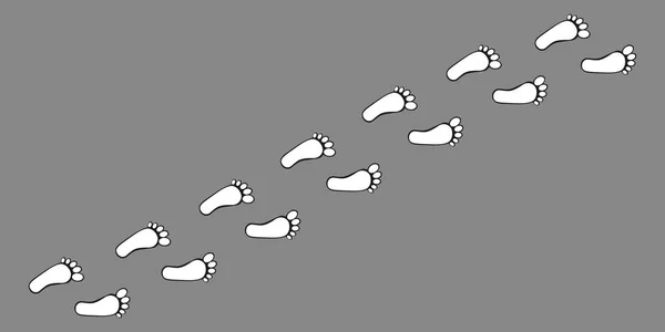 İz çizimi. İnsan ayağının izleri, insanların ayak izleri, ayak izlerinden alınan izler. Pankart için duvar kağıtları, poster olmalı. Gri arka planda ayak izleri var. Vektör