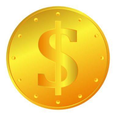 Altın para ikonu. Tasarım ve web siteleri, sunumlar veya mobil uygulamalar için basit ve modaya uygun bir sembol olarak altın para veya yatırım illüstrasyonları. Beyaz arka planda izole edilmiş. Vektör