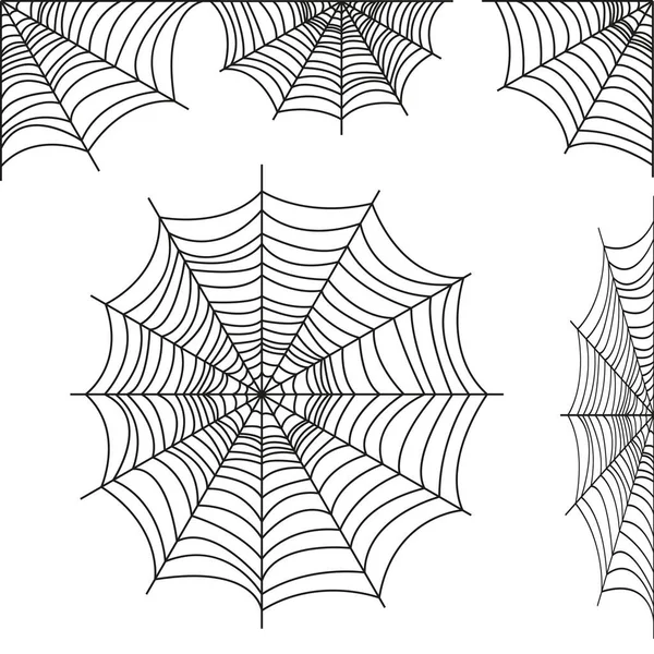 Örümcek Ağı Koleksiyonu Beyaz Tonda Izole Edildi Cadılar Bayramı Tasarımı — Stok Vektör