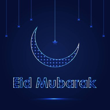 Mübarek Mübarek bayram festivali parlayan ışıklar ve 3d etkisi sosyal medya posta şablon vektörü.