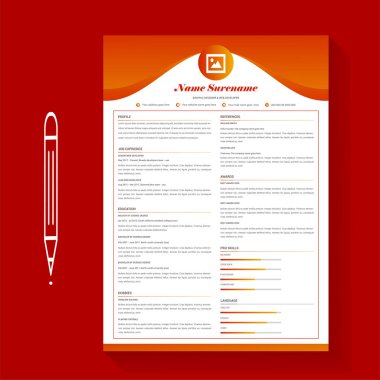 Turuncu Gradyan Renk Vektörü Template.eps ile Modern Profesyonel Özgeçmişine Devam Et