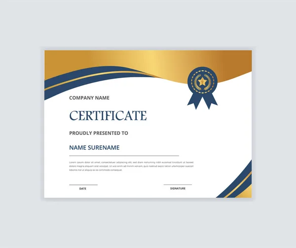 Certificate Appreciation Award Template Gold Gradient Dark Blue Color Creative — Stock Vector