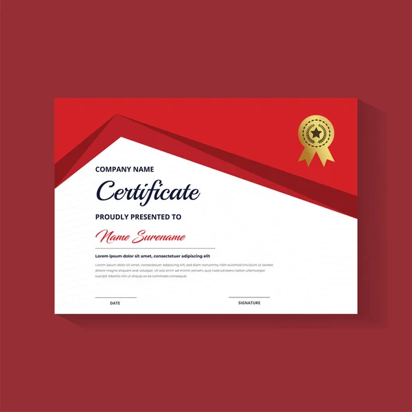 Certificaat Sjabloon Met Een Luxe Badge Moderne Vorm Voor Prijs — Stockvector