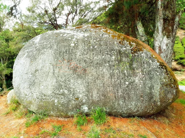 Très Grande Pierre Sur Terre Battue — Photo