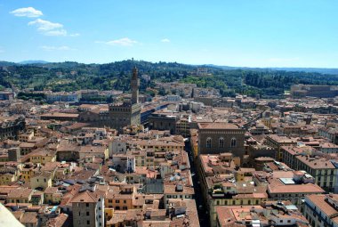La Cattedrale di Santa Maria del Fiore 'dan Floransa manzarası. İtalya.