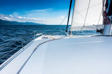 Yat katamaran Yelken denizde yelken. Yelkenli. Yelken.