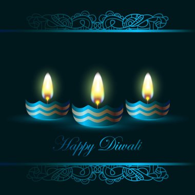 Işıkların Diwali Festivali. Mutlu Diwali arka plan. Vektör çizim. Kutlama mum ile. Hint tatil tebrik kartı