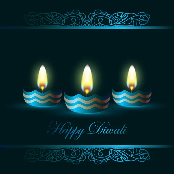 Festival de luzes de Diwali. Feliz fundo Diwali. Ilustração vetorial. Celebração com velas. Cartão de saudação feriado indiano —  Vetores de Stock