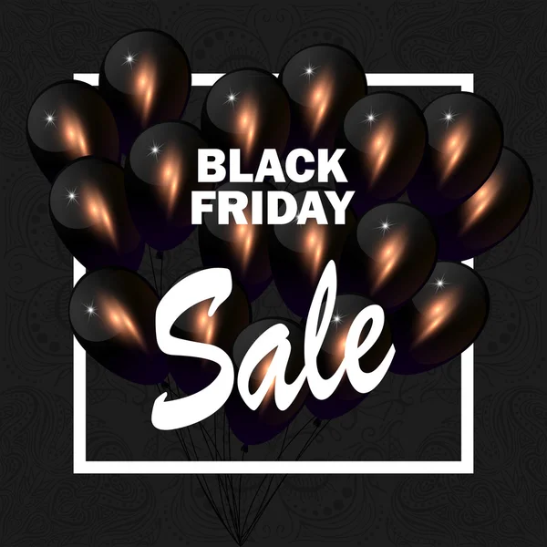 Venerdì nero Vettore di vendita sfondo con clack palloncini — Vettoriale Stock