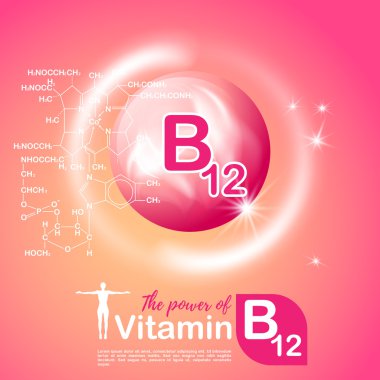 Beslenme işareti kavramı vektör. B12 vitamini gücünü