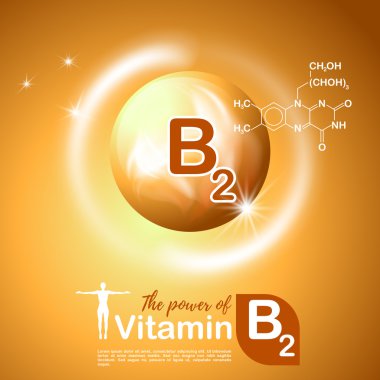 Beslenme işareti kavramı vektör. B2 vitamini gücünü