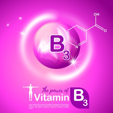 Beslenme işareti kavramı vektör. B3 vitamini gücünü