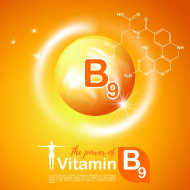 Beslenme işareti kavramı vektör. Vitamin B9 gücünü