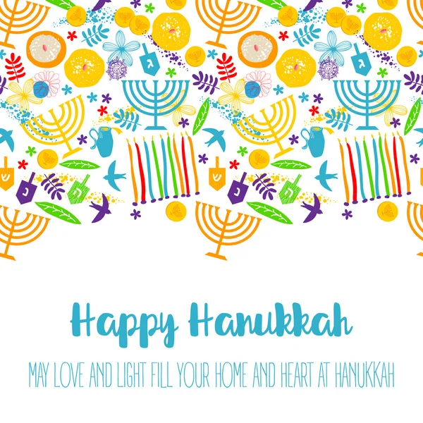 Tarjeta de felicitación feliz Hanukkah — Vector de stock