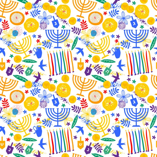 Modello hanukkah senza soluzione di continuità — Vettoriale Stock
