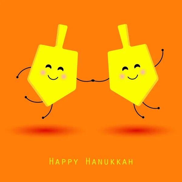 Dibujos animados divertidos dreidels de madera para Hanukkah fiesta judía — Archivo Imágenes Vectoriales
