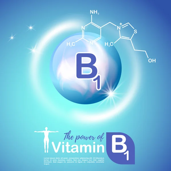 Konsep vektor tanda Nutrisi. Kekuatan vitamin B1 - Stok Vektor