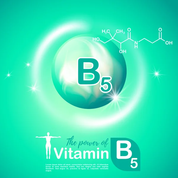 Concepto de vector de signo nutricional. El poder de la vitamina B5 — Archivo Imágenes Vectoriales