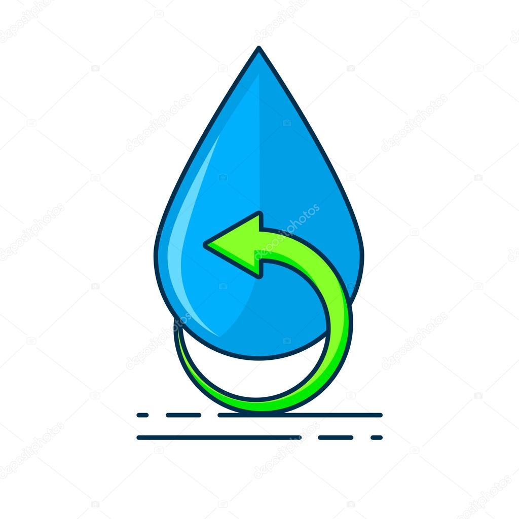 Water recycling illustration. Purified water symbol