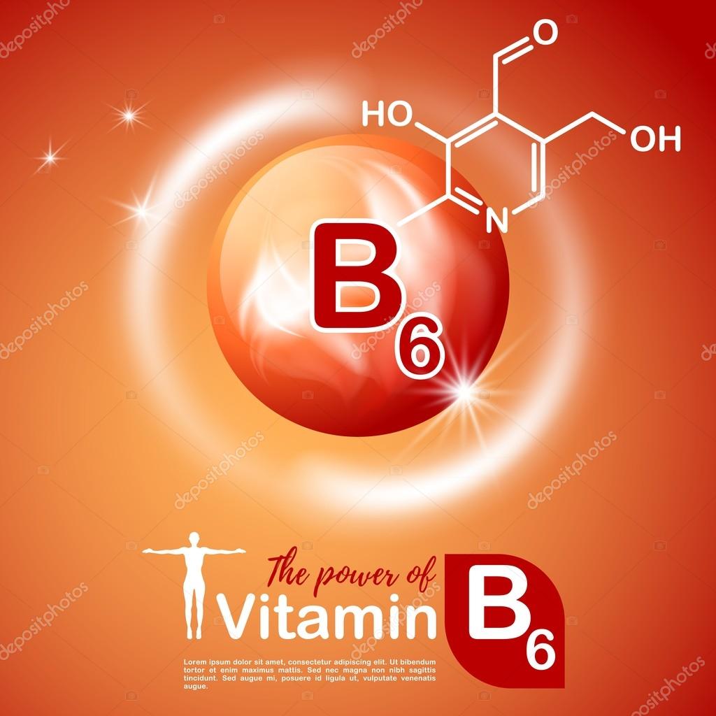 Nutrition sign vector concept. The power of vitamin B6. Chemical formula