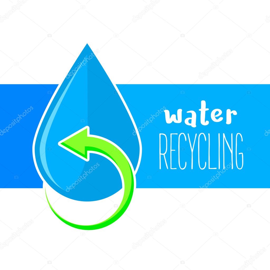Water recycling icon. Purified water symbol. Recycle water drop 