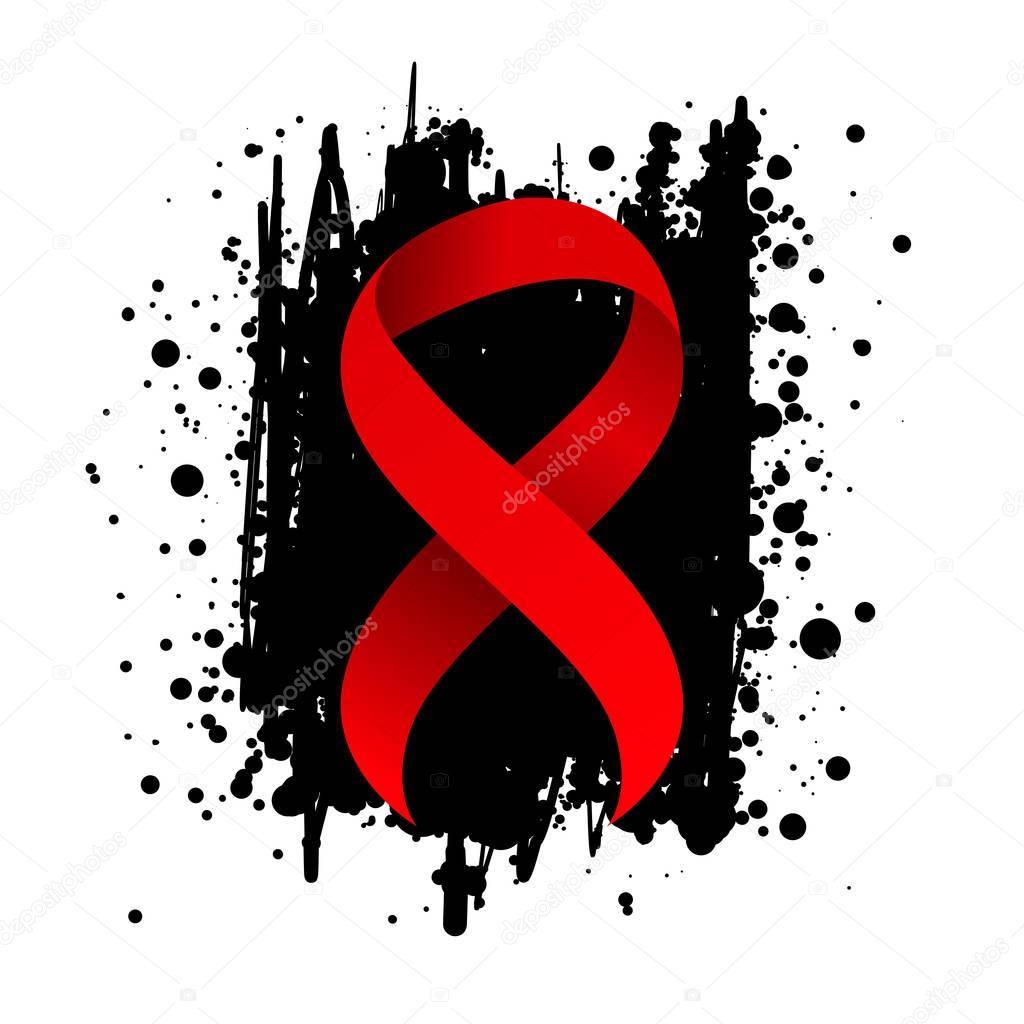 World AIDS Day. Red Awareness Ribbon vector illustration. Stop AIDS