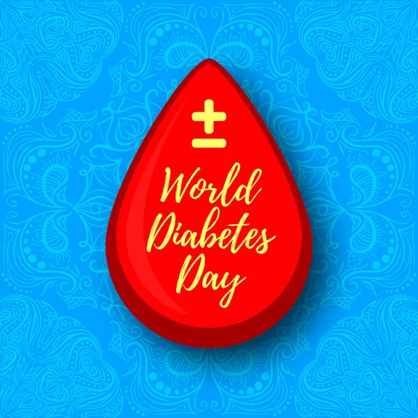 World Diabetes Day. Blood drop. Medical illustration. Health care — Stock Vector