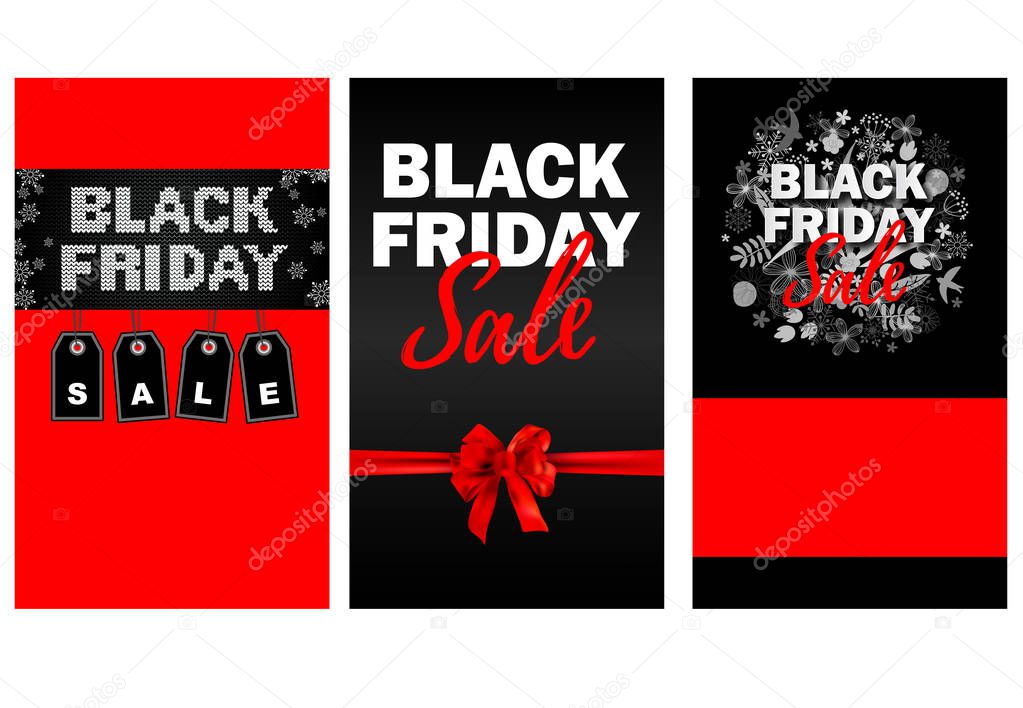 Black Friday sale. Set of design elements. Shopping web banners for sales